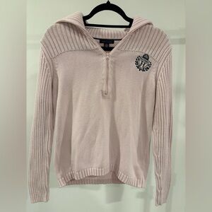 Tommy Hilfiger Pink Quarter-Zip Cable Knit Sweater, Size Small